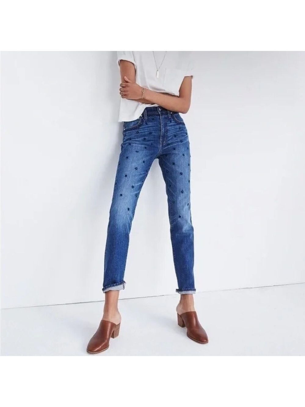 Madewell The High-Rise Slim Boyjean Beaded Edition Size 25